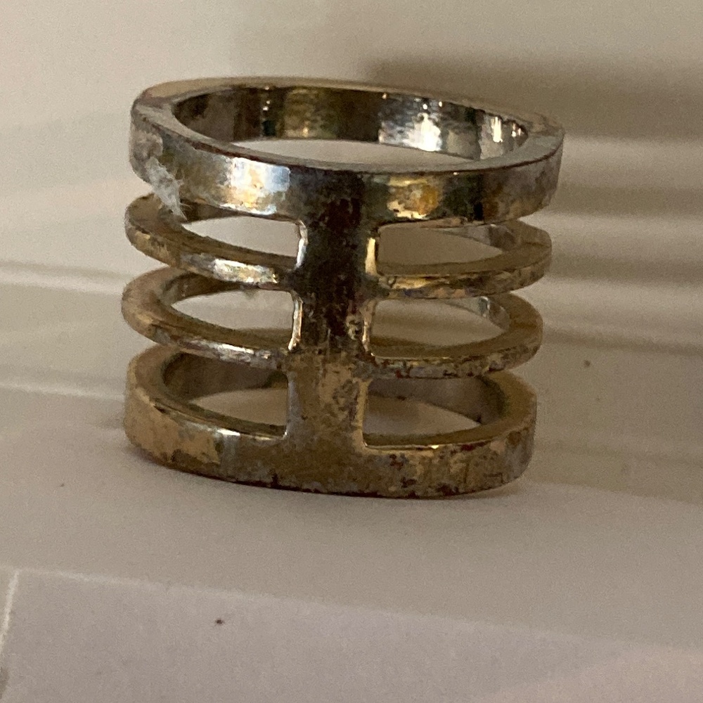 Gold and Silver Tone Rhinestone Stack Ring - Picture 3 of 7